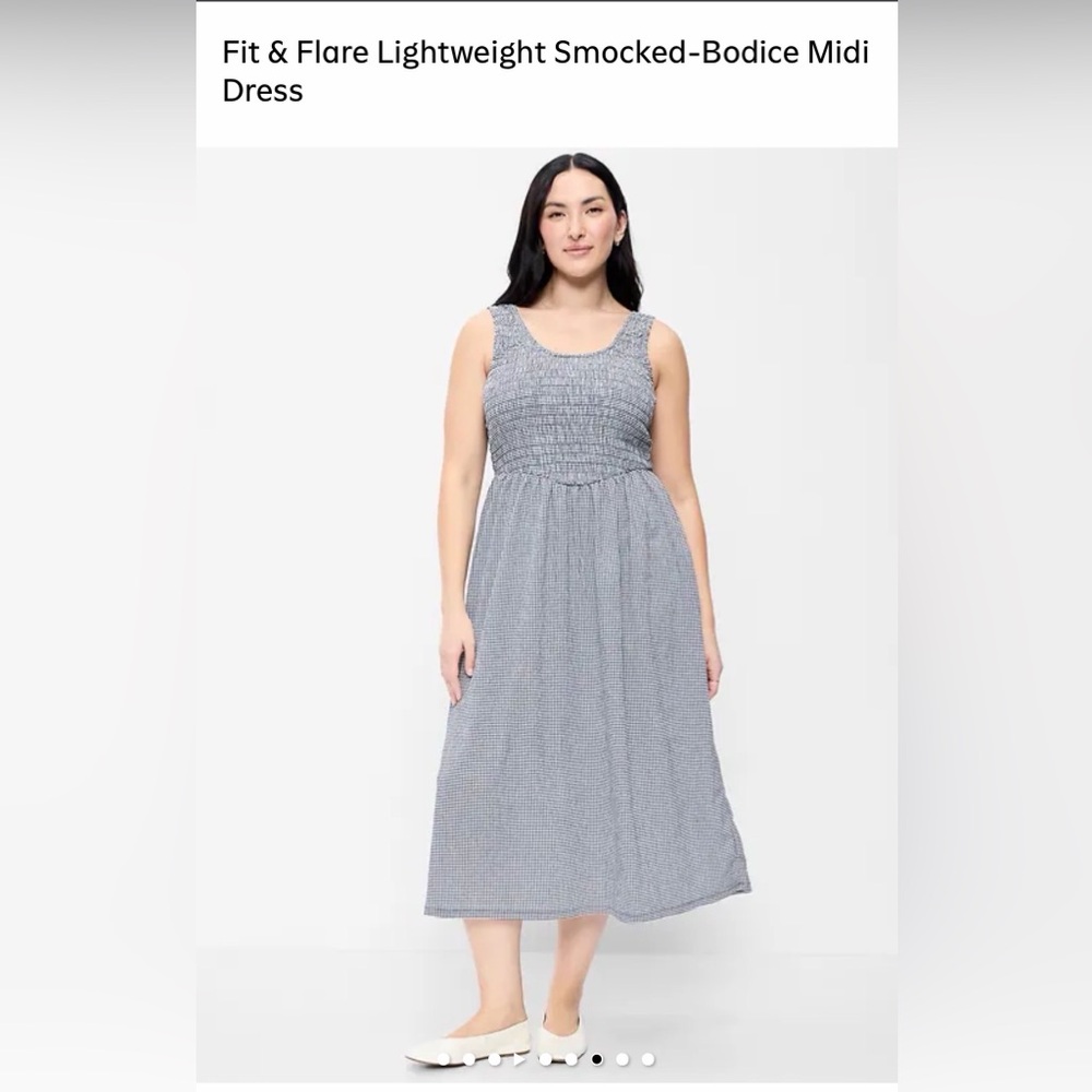 Old Navy Blue and White Smocked Midi Dress